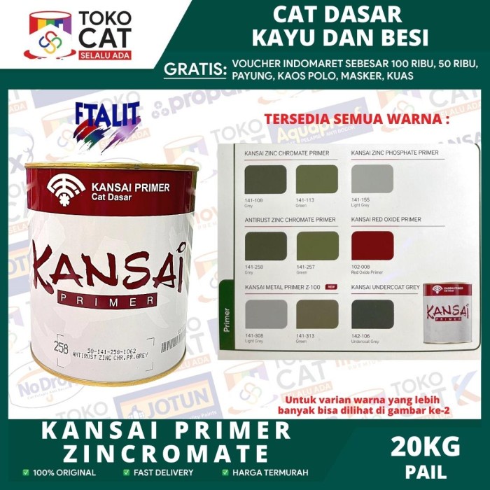 Jual Cat Dasar Kansai Zinc Chromate / Cat Anti Karat Warna Hijau Abu 25