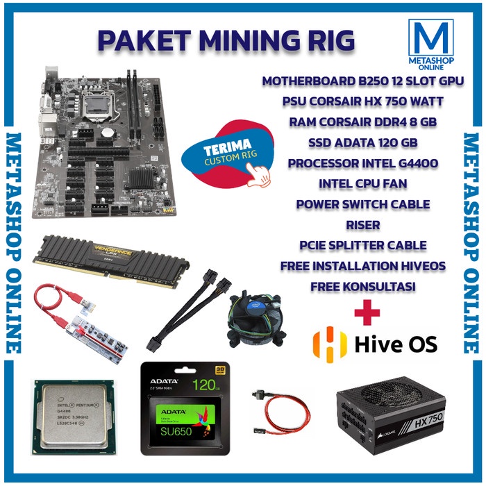 Jual Paket mining rig Crypto siap pakai tanpa vga gpu bisa custom ...