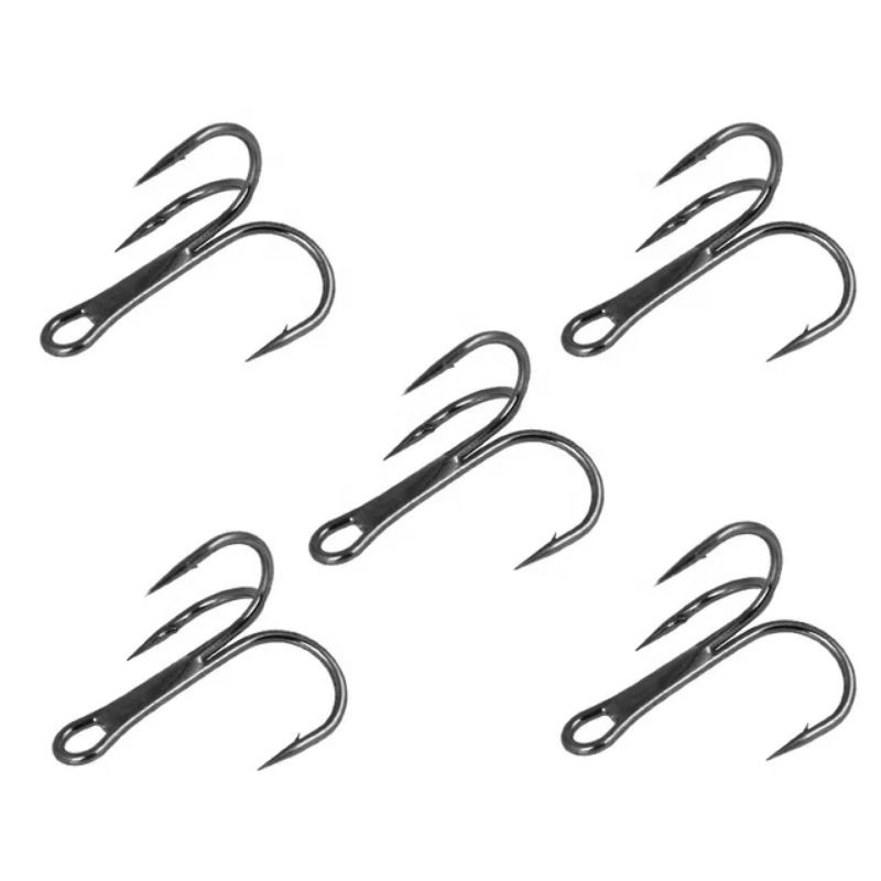 treble hook hitam 2× strong kail pancing karbon tinggi isi 10 pcs