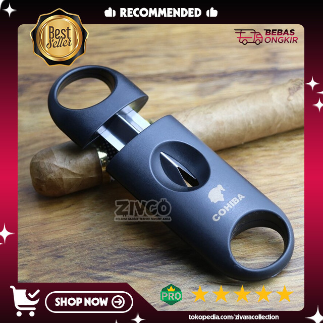 Jual Cohiba Pemotong Cerutu Cigar Cutter Guillotine V Cut - Hitam ...