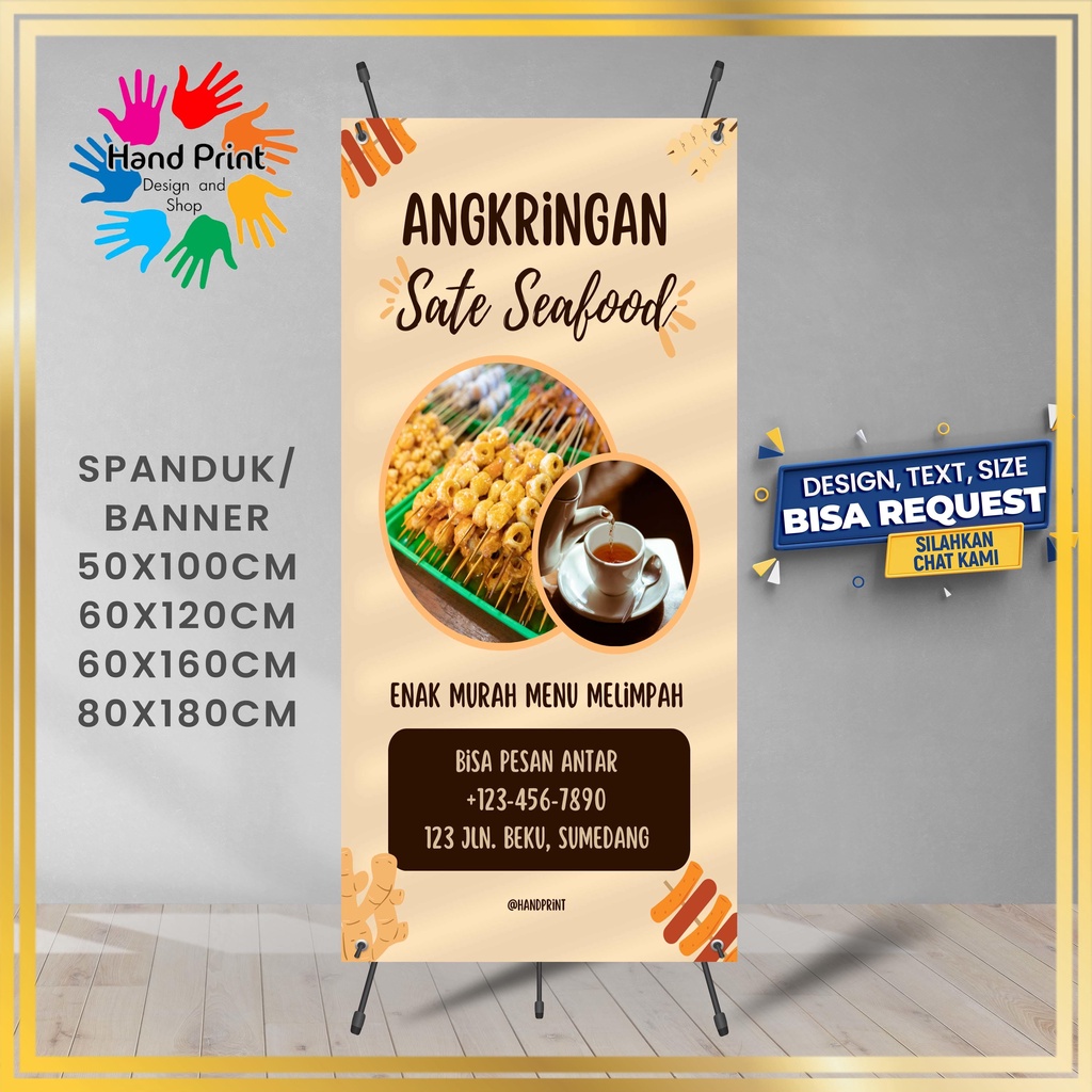 Jual Spanduk Banner Sate Angkringan Seafood Krem 60x160 Cm Cocok Luar Dalam Ruangan Bisa 1903