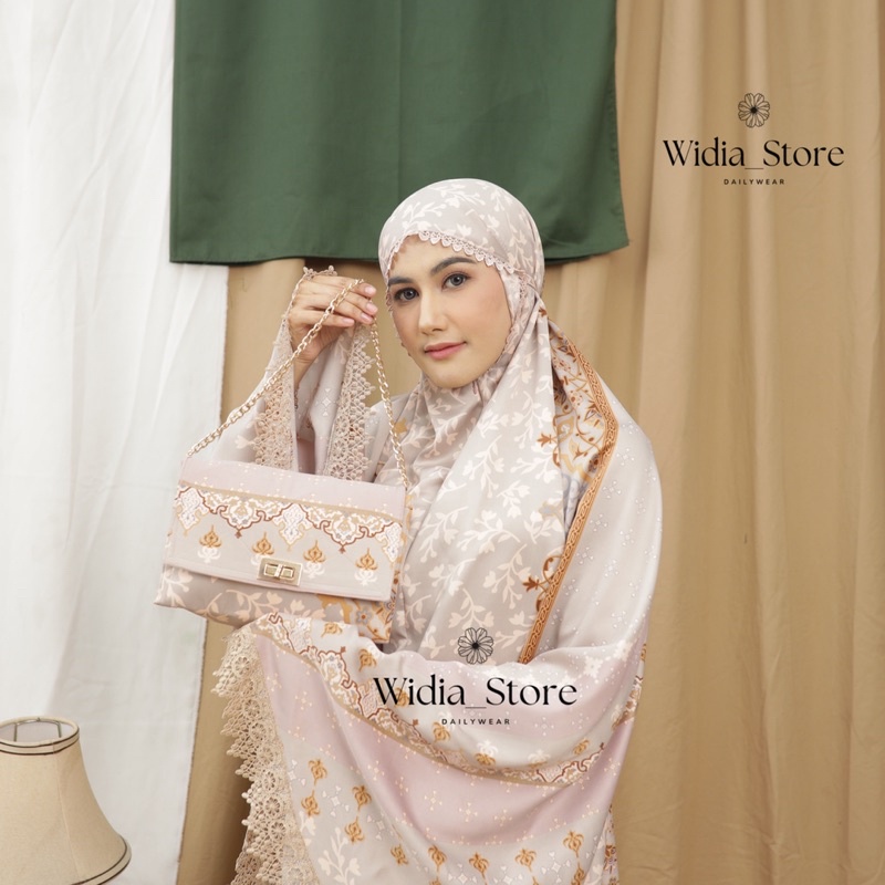 Jual Mukena Dewasa Silk Daily 2in1 Motif Tas Premium Renda Mewah Series