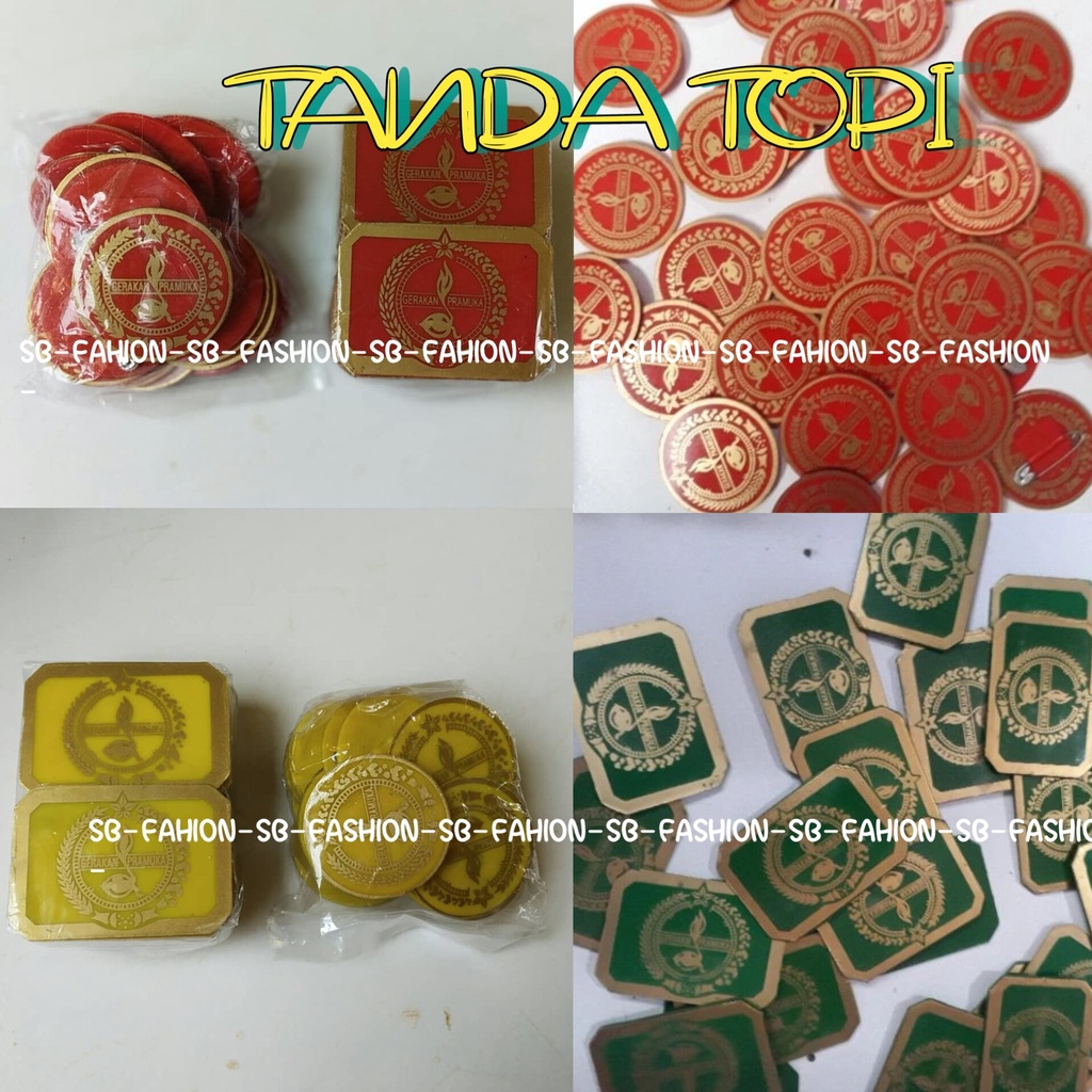 Jual tanda topi pramuka warna merah hijau kuning bahan mika anak putra ...