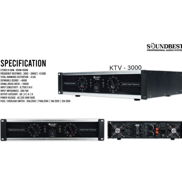 Jual Power Amplifier Soundbest Ktv3000 Original Ampli 550W 8Ohm Ktv