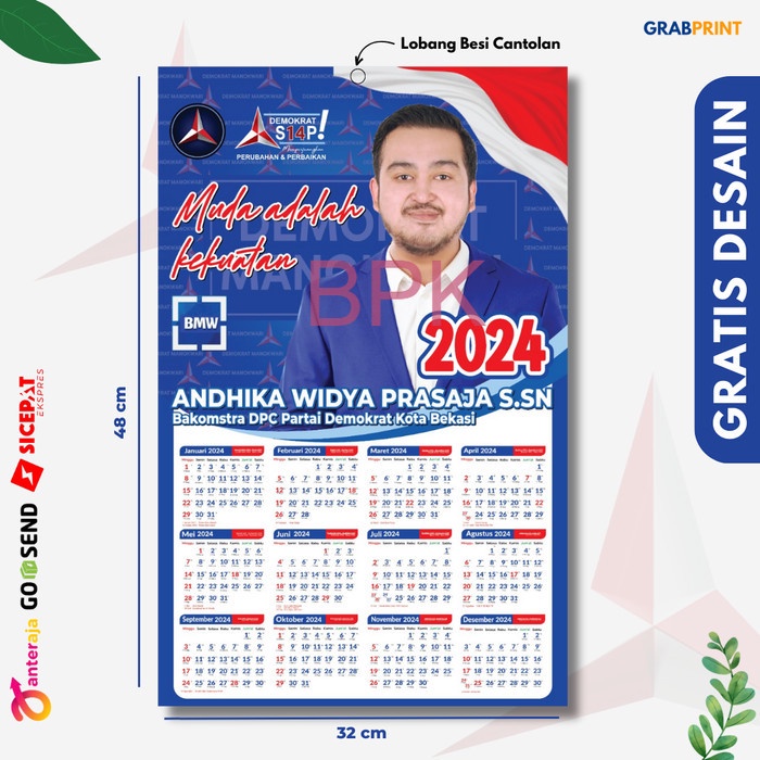 Jual TERMURAH Kalender 2024 Custom Caleg Partai Cetak Kalender Kampanye ...