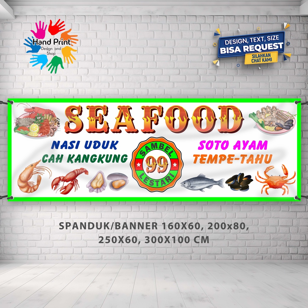 Jual Spanduk Banner MMT Warung Makan Pecel Lele & Seafood Bisa Request