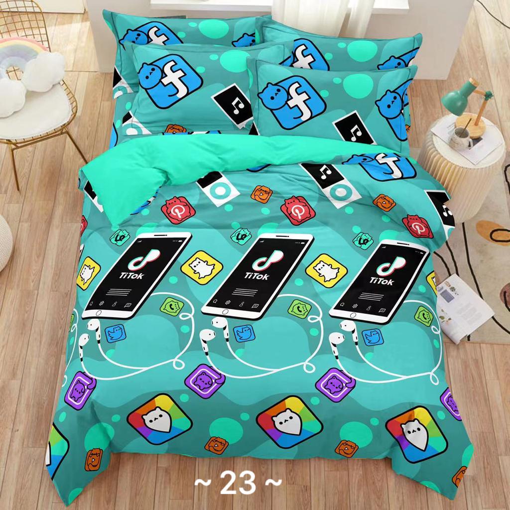 Jual BEDCOVER SET MICROTEX DISPERSE MOTIF TIKTOK N MEDSOS | Shopee ...