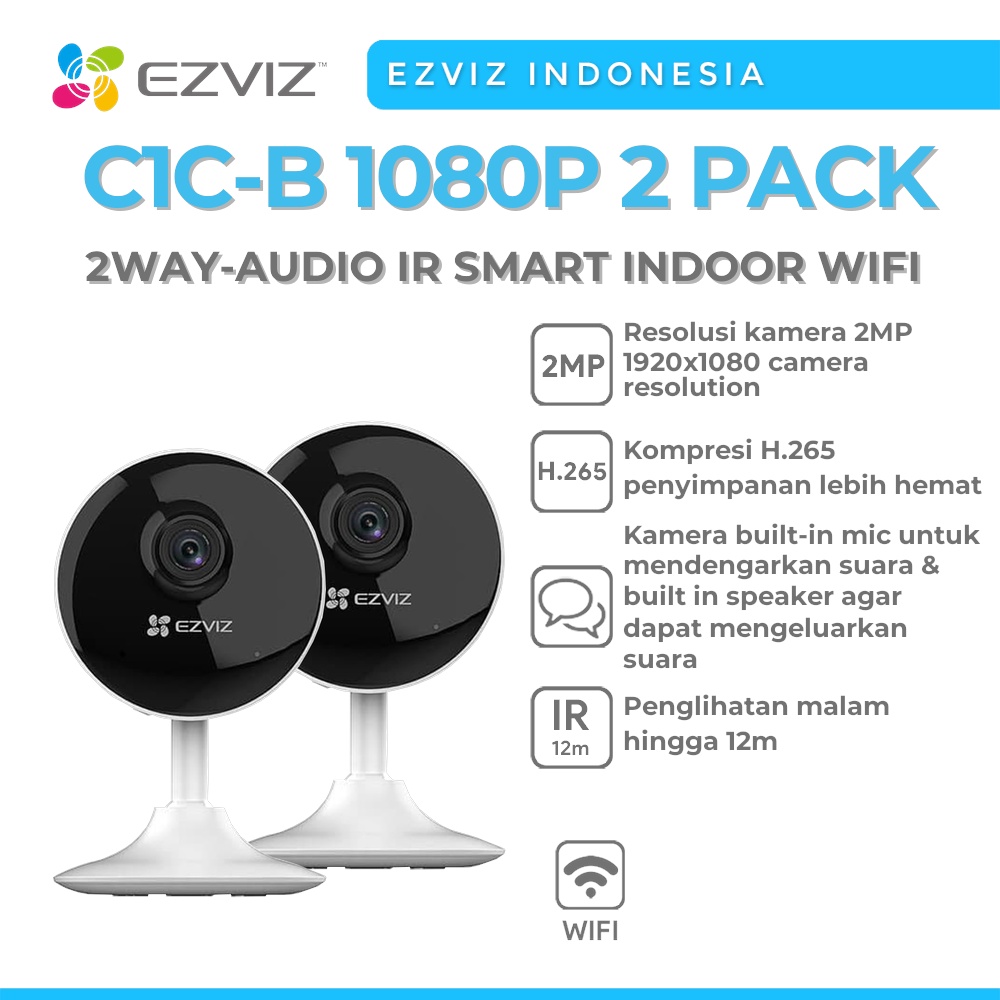 Jual EZVIZ C1C-B 1080P 2 PACK 2WAY-AUDIO IR SMART INDOOR WIFI CAMERA ...