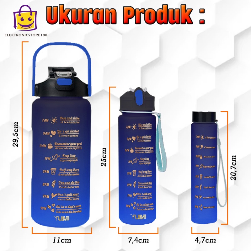 Jual (E.S) Botol Minum Botol Viral Gradasi Beranak 3 in 1 2000mL+900ml ...