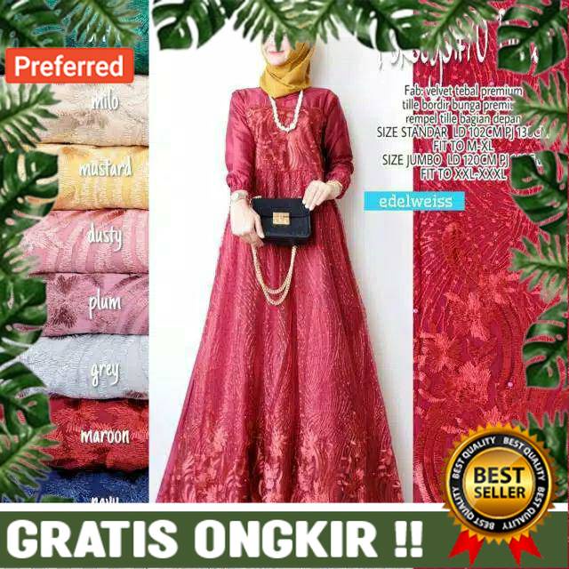 Jual S M L Xl Xxl Xxl Ukuran All Size Farasya Dress Gamis Brokat