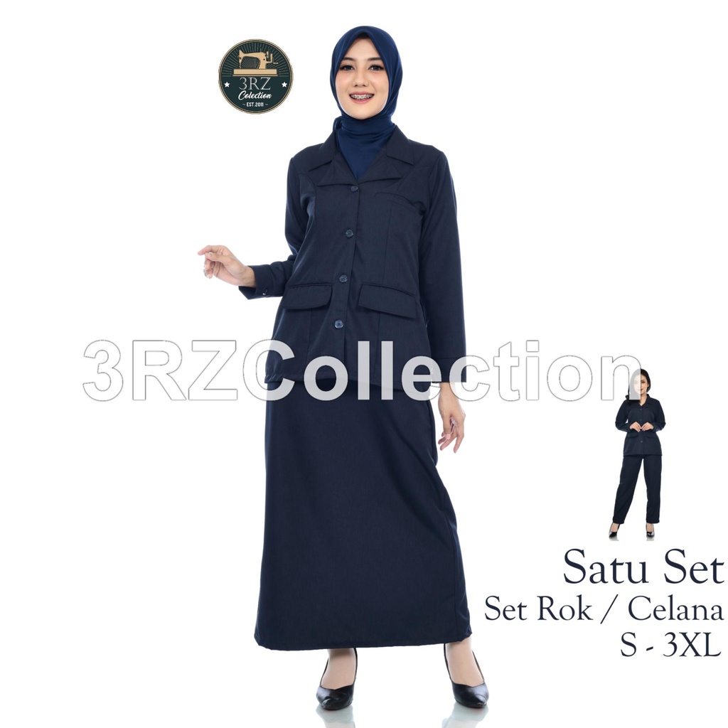Jual Setelan Seragam Wanita Biru Dongker dengan Pilihan Rok atau Celana ...