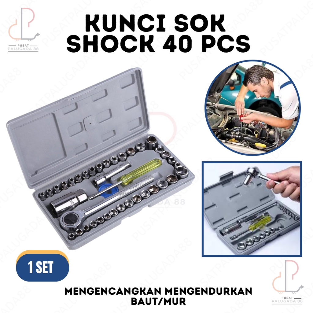 Jual KUNCI SOK SET 40 IN 1 TOOL KIT 40IN1 SHOCK WRENCH SOCKET SET 40