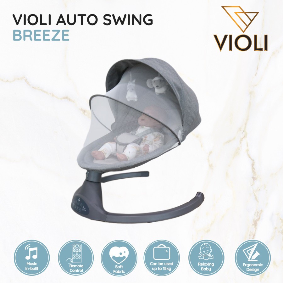 Jual Violi Auto Swing Breeze Grey Baby Chair Shopee Indonesia
