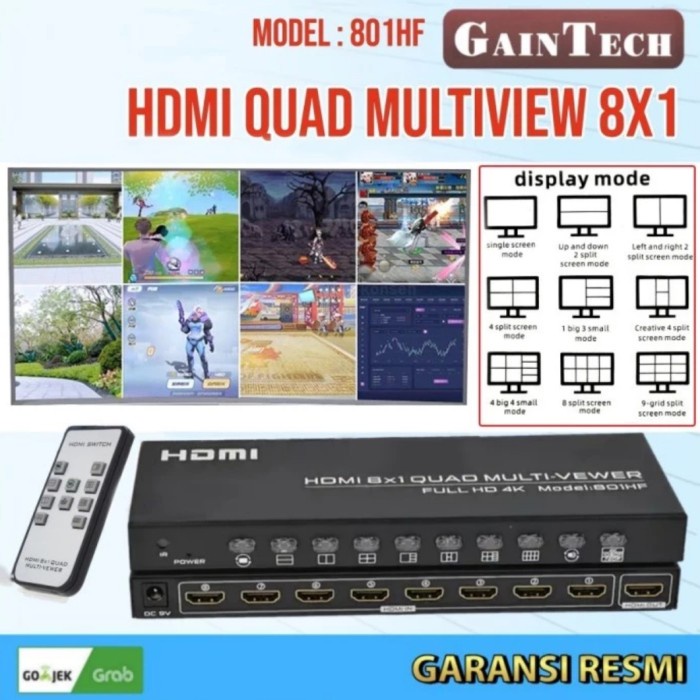 Jual HDMI Quad Multiviewer 4K 8x1 GAINTECH 801HF Multiview 8 x 1 Viewer ...