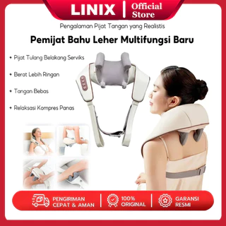Linix Pemijat Bahu Leher Multifungsi Baru Yang Ditingkatkan Punggung Pinggang Tulang Belakang Leher Tukang Pijat Elektrik Shiatsu Selendang Nyeri Bahu Pemanas Multifungsi Pemijat