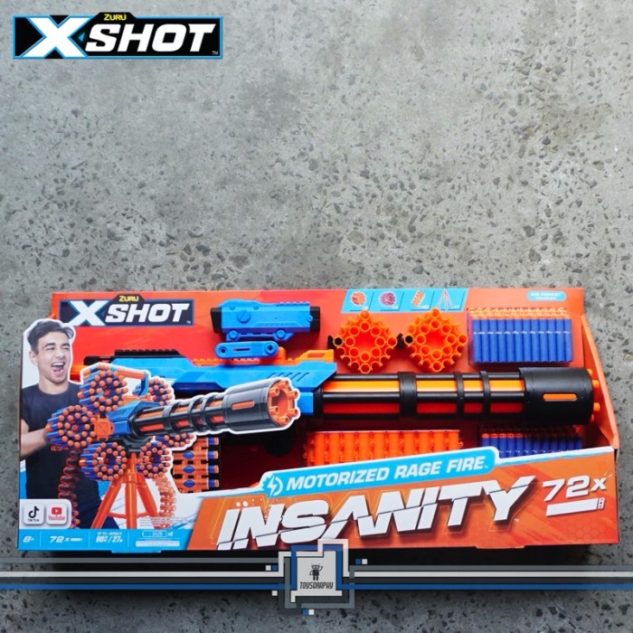 Jual Zuru XShot Insanity Motorized Rage Fire 72 Darts Automatic Machine ...