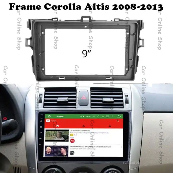 Jual Frame Panel headunit Android 9 inch Toyota Corolla Altis 2008 2013 ...