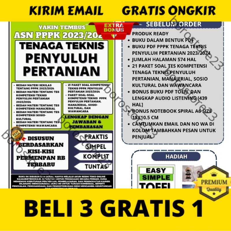 Jual BLI 3 BONS 1 BUKU YAKIN TEMBUS ASN PPPK PENYULUH PERTANIAN TENAGA