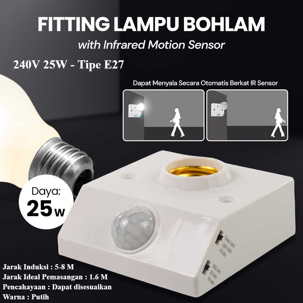 Jual Fitting Lampu Bohlam Socket E27 with Infrared Sensor 25W - Mayitr ...