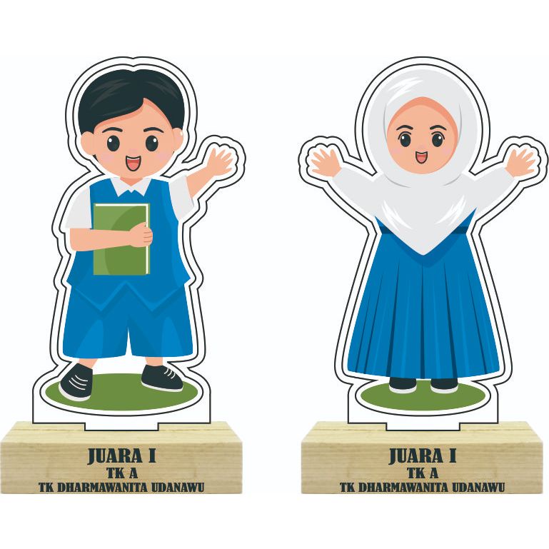 Jual Piala Juara Kelas Tatakan Kaki Kayu/Kado Juara Kelas TK/PAUD/Piala