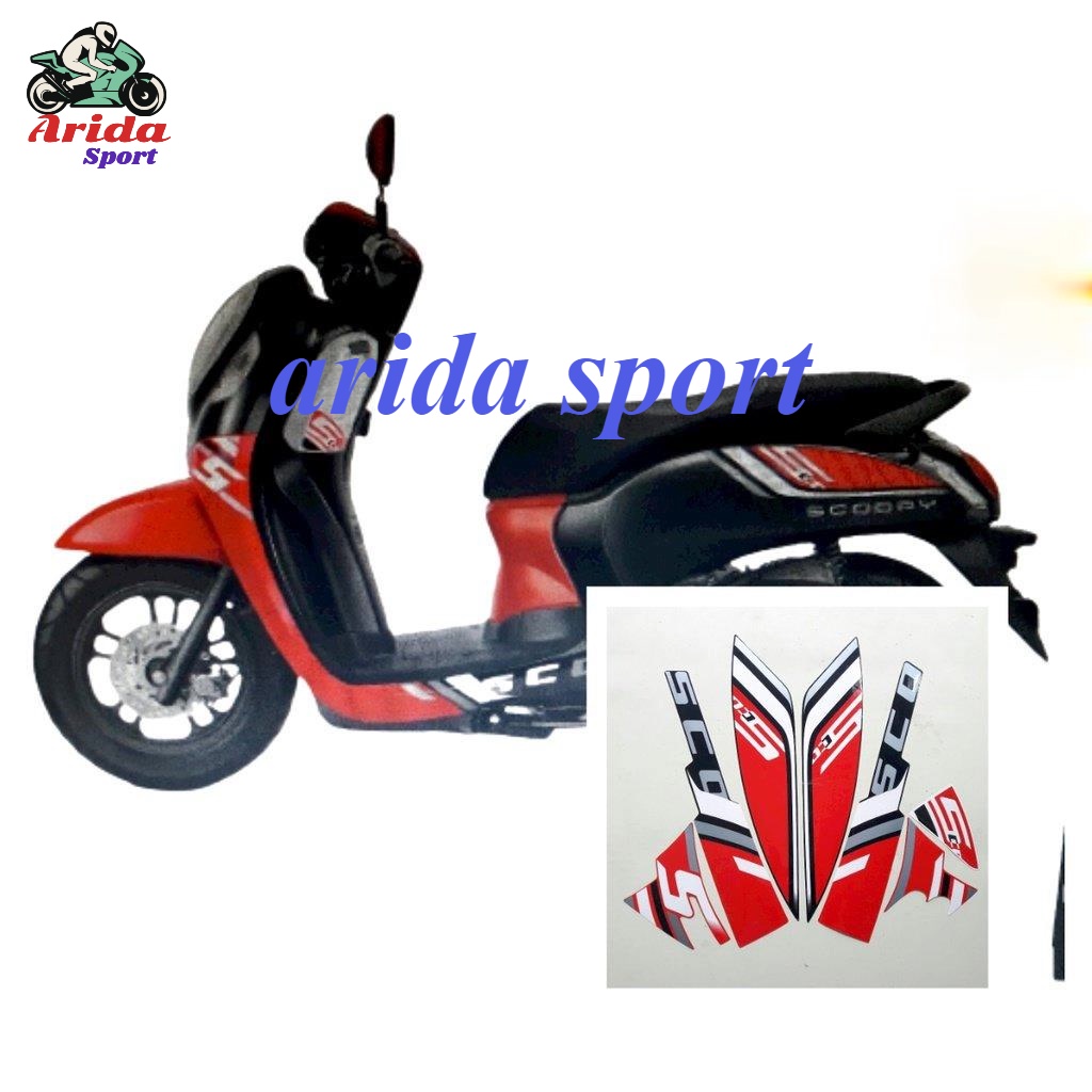 Jual stiker scopy Striping scoopy sporty 2022 2023 hitam-merah list ...
