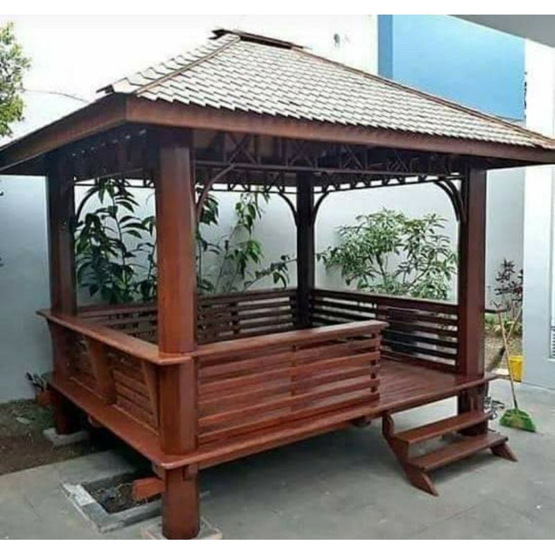 Jual Gazebo Kayu Kelapa Atap Model Lurus Ukuran 2,5x2,5 meter | Shopee ...