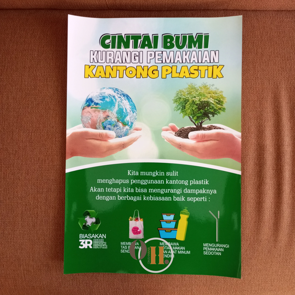 Jual Poster Cintai Bumi - Kurangi Penggunaan Plastik - Poster Go Green ...