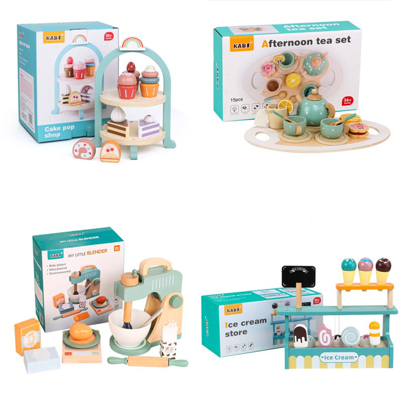 Jual AF43WP wooden afternoon tea set pretend plays mainan masak2an ...