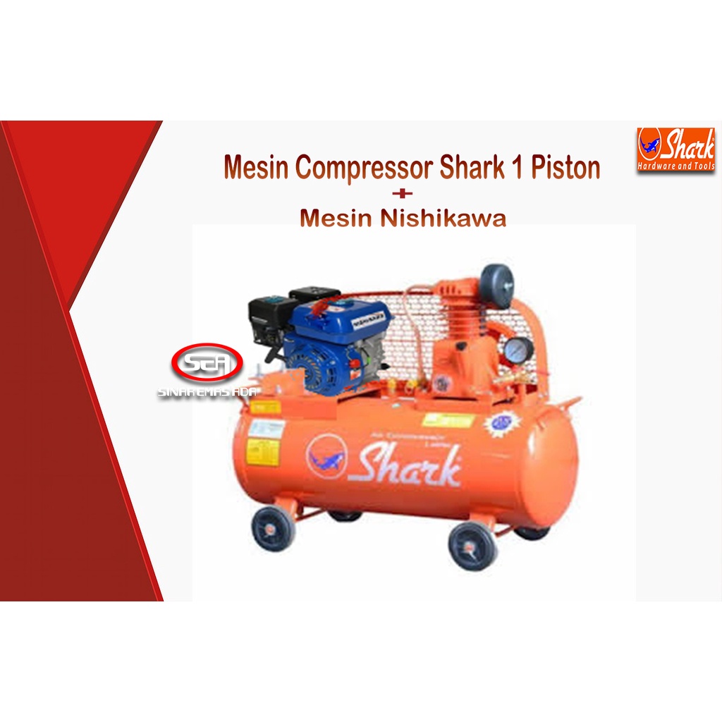 Jual MESIN KOMPRESOR UDARA SHARK 1 PISTON EGINE NISHIKAWA 5 5hp