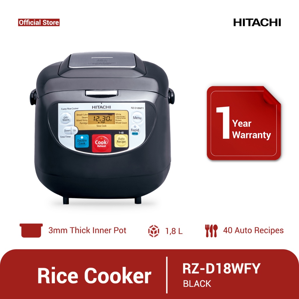 Hitachi 1.8L (20 AUTO RECIPE)Jar Rice Cooker RZD18VFY-DARK RED