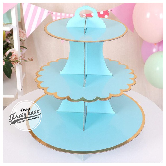 2 Set Rose Gold 3-Tier Round Cardboard Cupcake Stand For