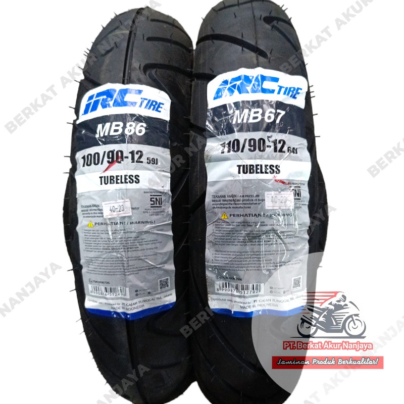 Jual IRC MB86 100/90 & MB67 110/90-12 Sepasang Ban Scoopy New Freego ...