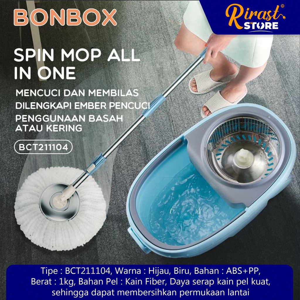 Jual BONBOX Spin Mop Alat Pel Lantai 2in1 Perasan Ember Putar BCT ...