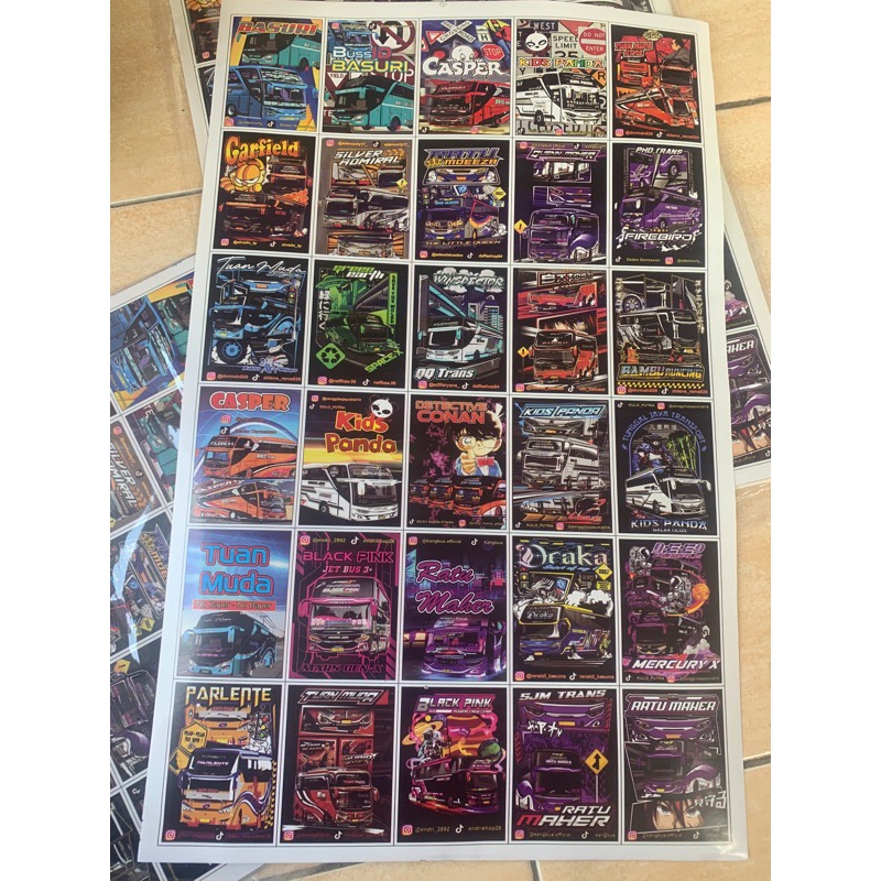 Jual sticker bus basuri 1 lembar isi 45 / sticker bus mania / sticker ...