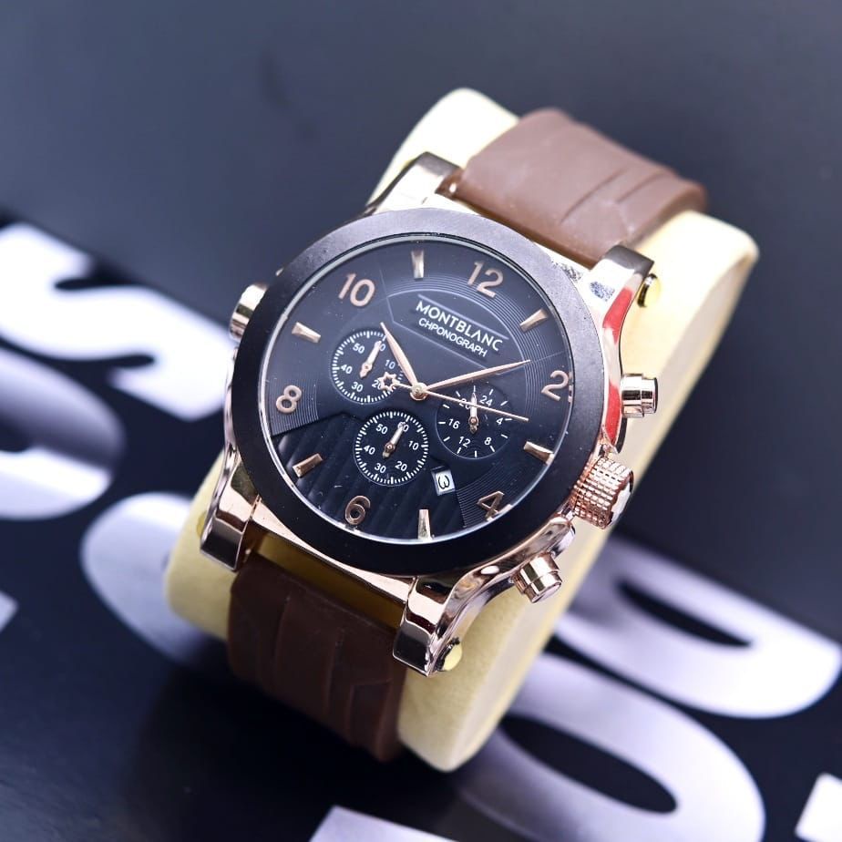 Jam Tangan Pria Montblanc Rubber Tipe M835B Chrono Tanggal Aktif Free Box  Baterai Bisa COD - Main Image