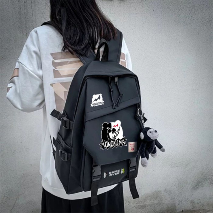 Roffatide Anime Monokuma Canvas Schoudertas - Danganronpa Crossbody Tas Zwart