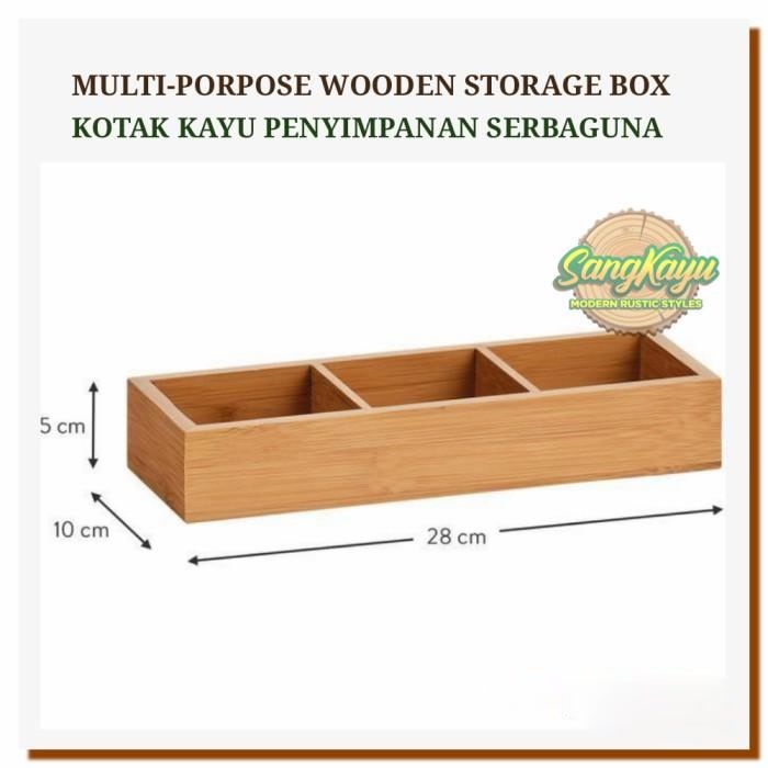 Jual Tempat penyimpanan serbaguna kayu wooden storage box | Shopee ...