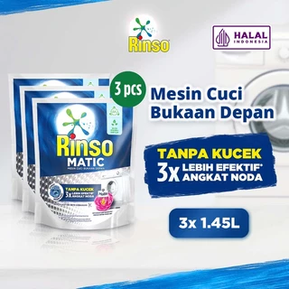 Rinso Detergen Cair Konsentrat Deterjen Mesin Cuci Cair Bukaan Depan 1.45 l x3