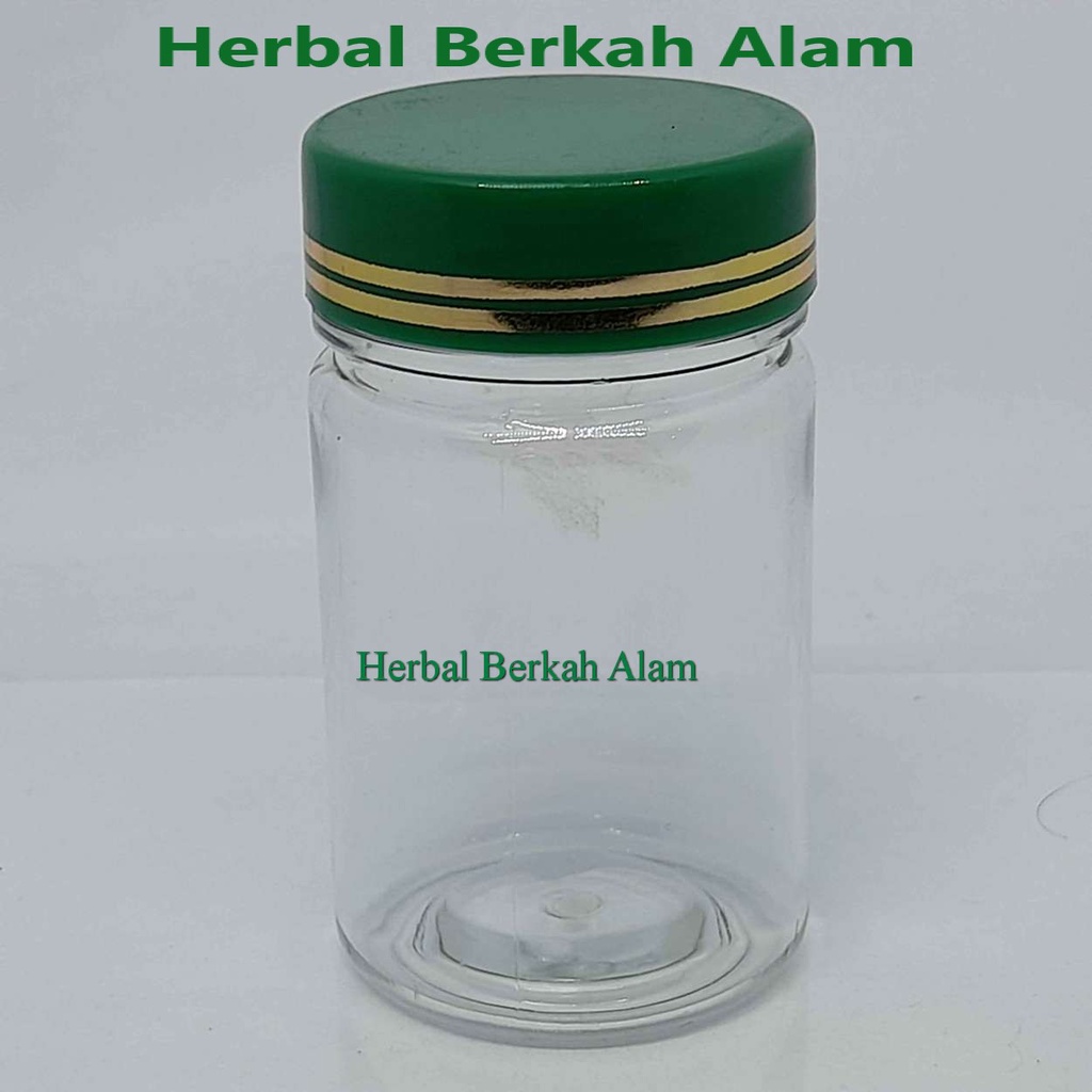 Jual Botol Obat 60 ml Natural Tutup Hijau List Line Emas / Botol Obat ...