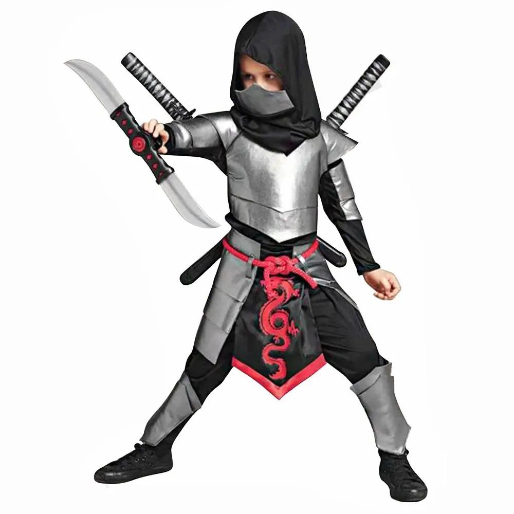 Rubber Johnnies Costume Ninja Rosso Per Bambini 4-6 Anni - Ispirato A Mortal Kombat, Completo Unico Con Cappuccio E Armatura Finta