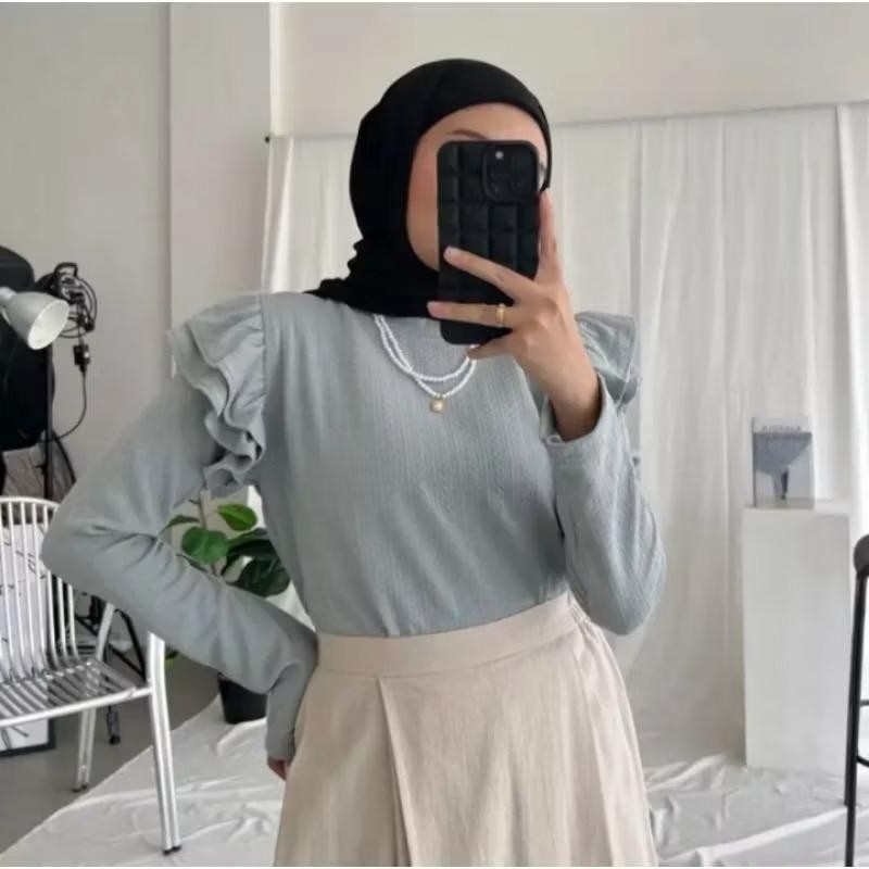 Jual LINFORD - ZJD BAJU HITA MODEL RUFFLE LENGAN KEKINIAN LENGAN ...