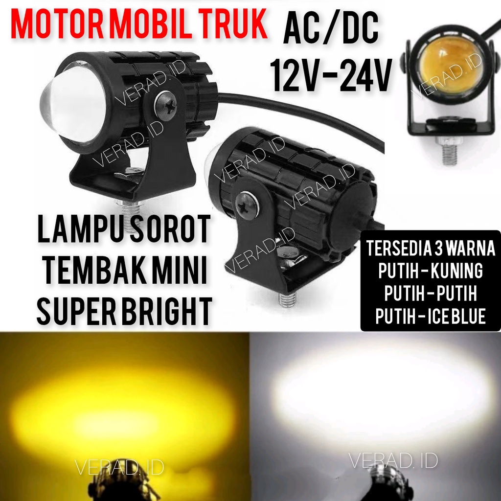 LAMPU TEMBAK SOROT MINI 2 WARNA AC DC MOTOR MOBIL TRUK SUPER BRIGHT