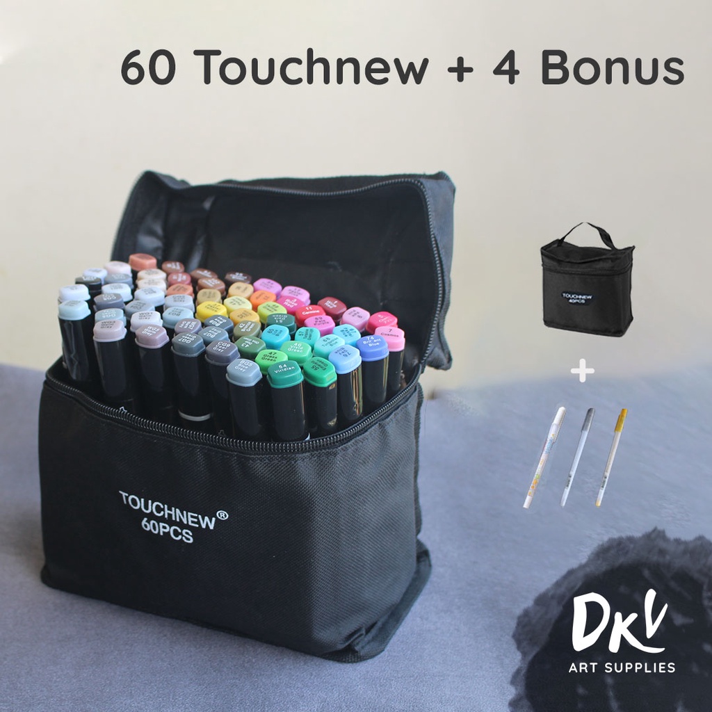 Jual Touchfive Touchnew Marker Spidol 60 80 Colors Twin Brush Tip ...