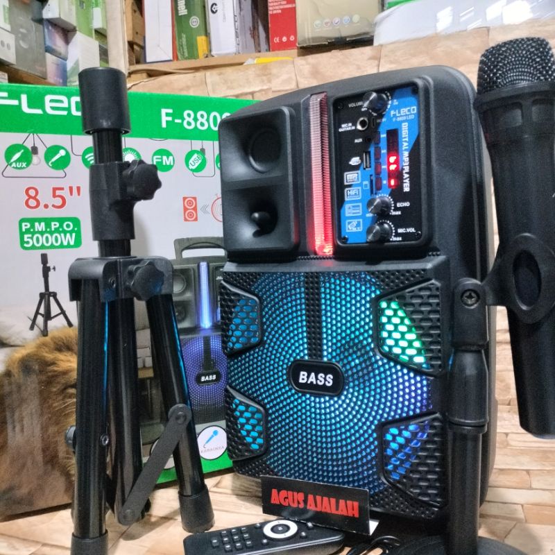 Jual speaker bluetooth karaoke 8,5 inch mic wireless x bass radio fm ...