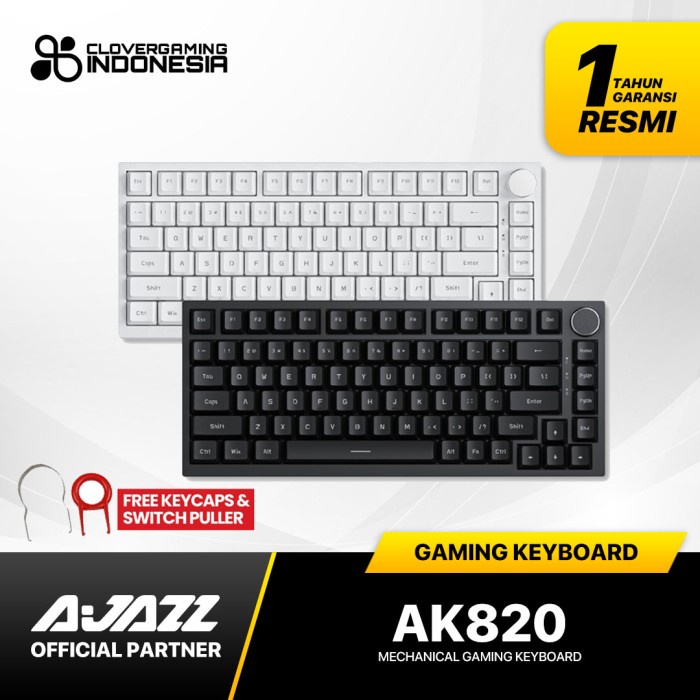 Jual AJAZZ AK820 Monochrome 75% Hotswappable Keyboard With Gasket Mount ...