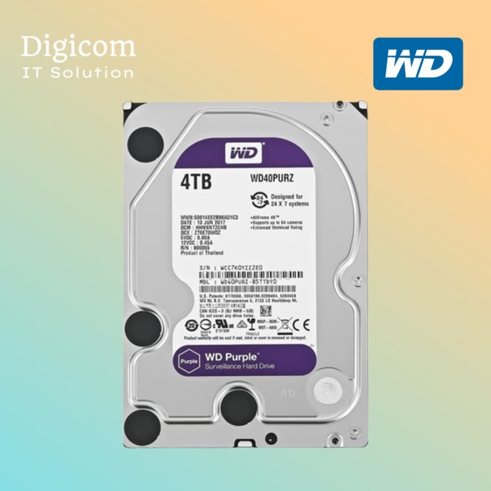 Wd40purz Wd 4tb Internal Hard Disk Purple WD Purple 4TB WD44PURZ