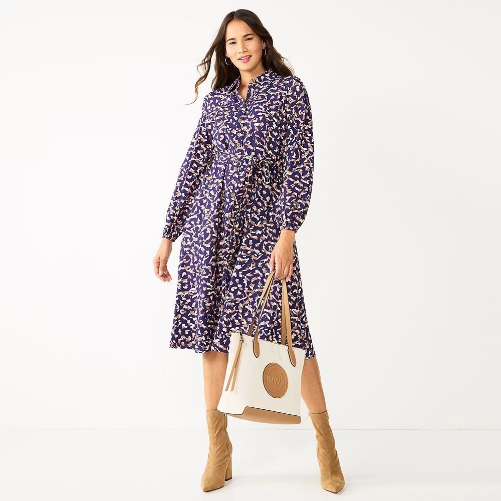 vivien midi dress Vivien neutrals wistaria-print flared midi dress