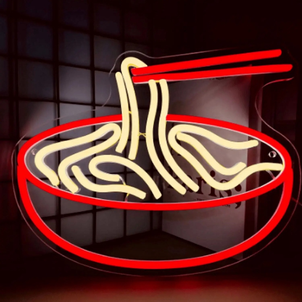 Jual Ramen Noodles Anime Lights Art Red Warm LED Neon Lights for Wall ...