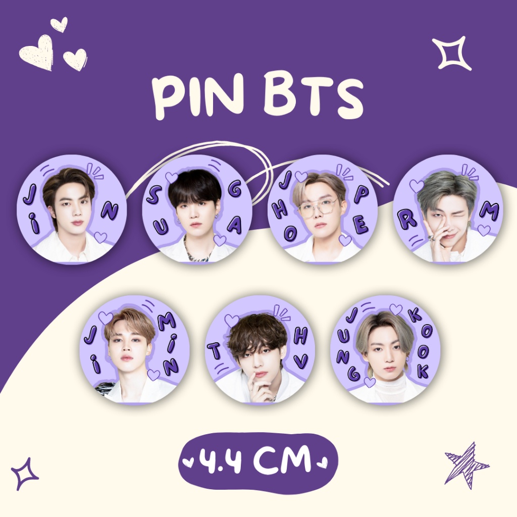 Jual 【BOORAHAE】Pin Peniti Bros Button Jin V RM J-Hope Suga Jimin ...