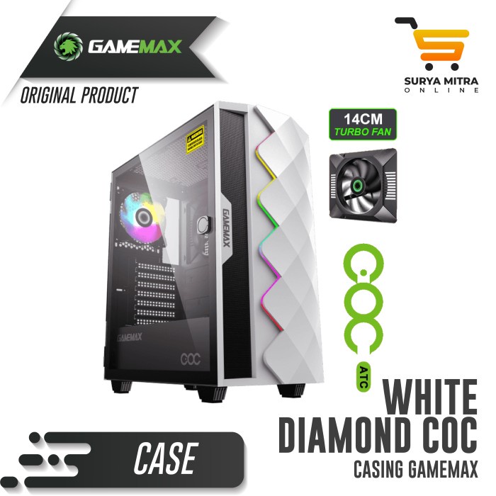 Jual Case Gamemax Diamond COC White With COC Turbo Fan | Shopee Indonesia
